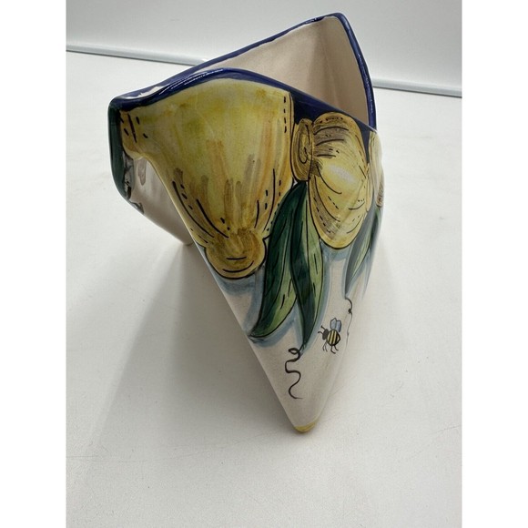 Deruta Italy Pottery Mail Planter/Letter Holder 9 x 6 x 4 Bees Signed Fratelli - Picture 3 of 7